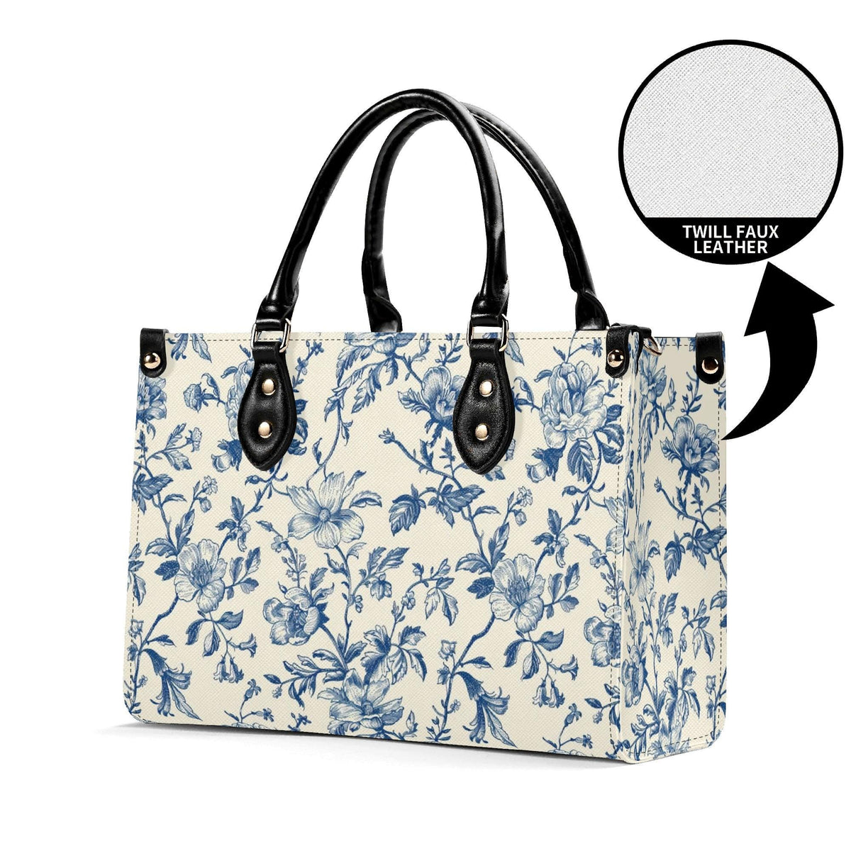 Chinoiserie Floral Vine Top Handle Crossbody Bag, Cobalt Blue Botanical Purse