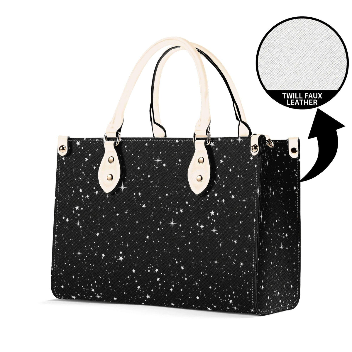 Starry Night Handbag, Black Celestial Crossbody Bag With Silver Stars