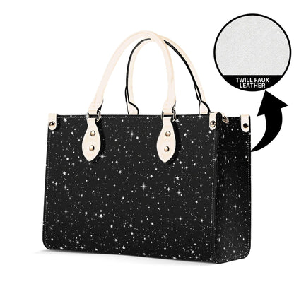 Starry Night Handbag, Black Celestial Crossbody Bag With Silver Stars