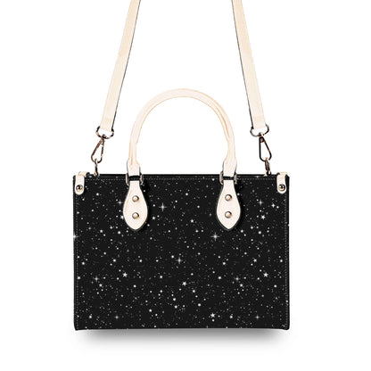 Starry Night Handbag, Black Celestial Crossbody Bag With Silver Stars