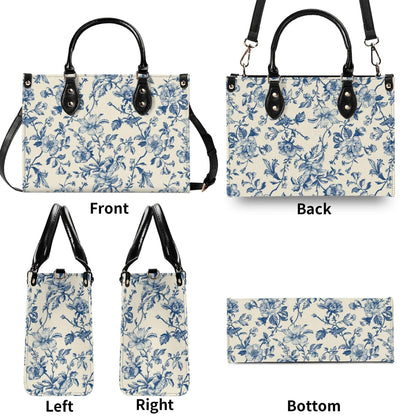 Chinoiserie Floral Vine Top Handle Crossbody Bag, Cobalt Blue Botanical Purse