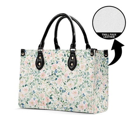 Romantic Floral Top Handle Handbag with Blush Blossoms and Crossbody Strap