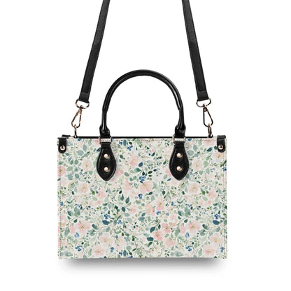 Romantic Floral Top Handle Handbag with Blush Blossoms and Crossbody Strap