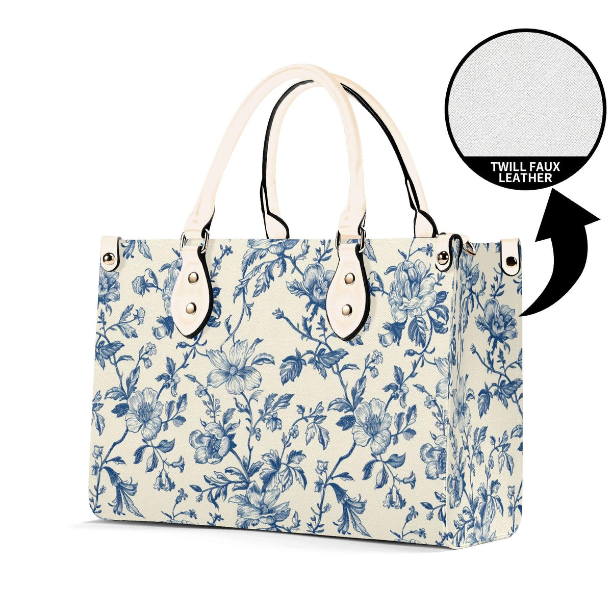 Chinoiserie Floral Vine Top Handle Crossbody Bag, Cobalt Blue Botanical Purse