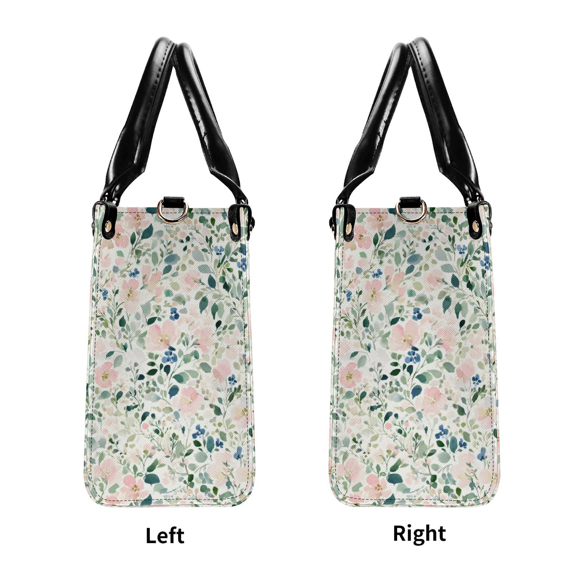 Romantic Floral Top Handle Handbag with Blush Blossoms and Crossbody Strap