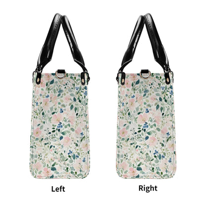 Romantic Floral Top Handle Handbag with Blush Blossoms and Crossbody Strap