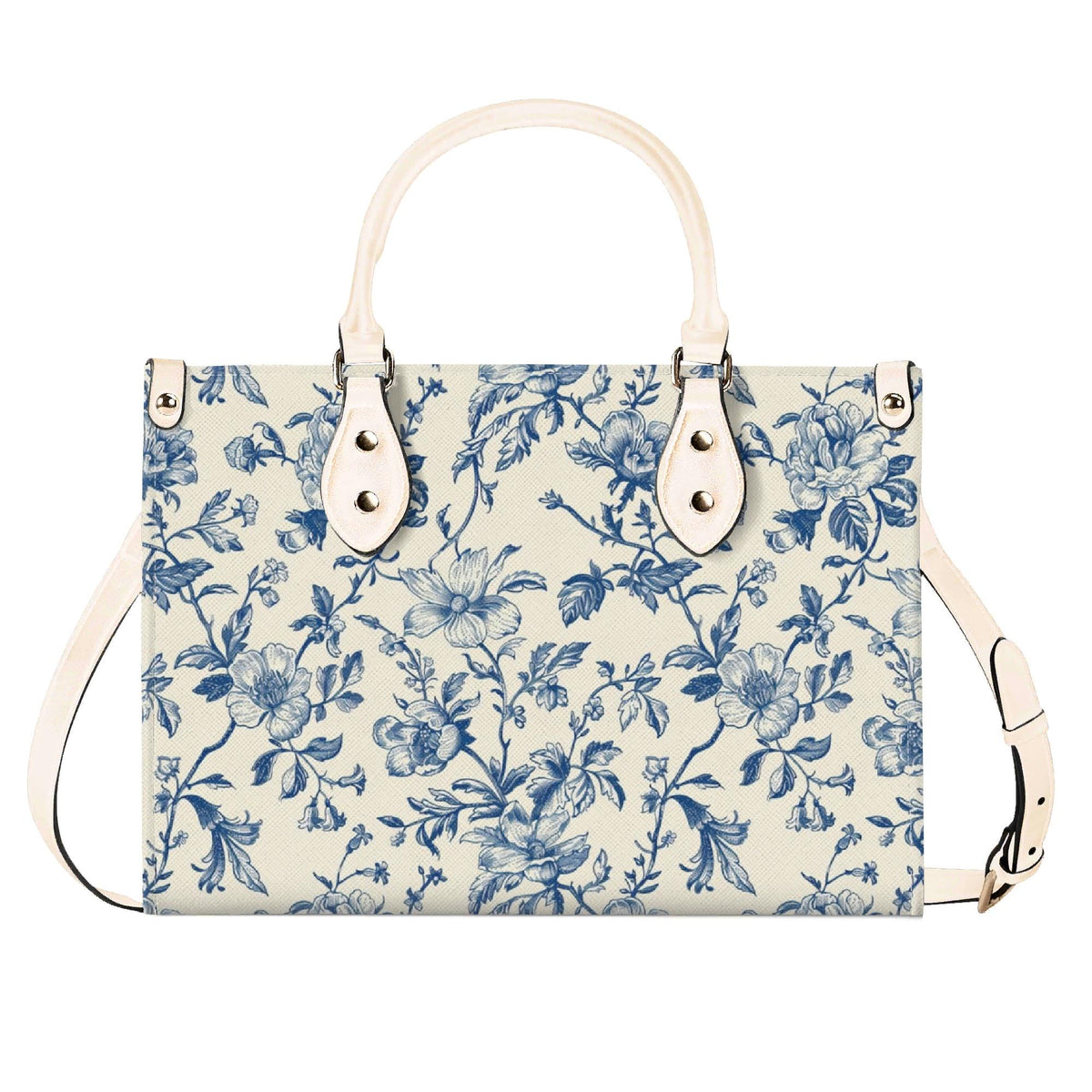 Chinoiserie Floral Vine Top Handle Crossbody Bag, Cobalt Blue Botanical Purse