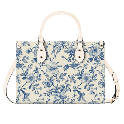 Chinoiserie Floral Vine Top Handle Crossbody Bag, Cobalt Blue Botanical Purse