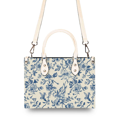 Chinoiserie Floral Vine Top Handle Crossbody Bag, Cobalt Blue Botanical Purse