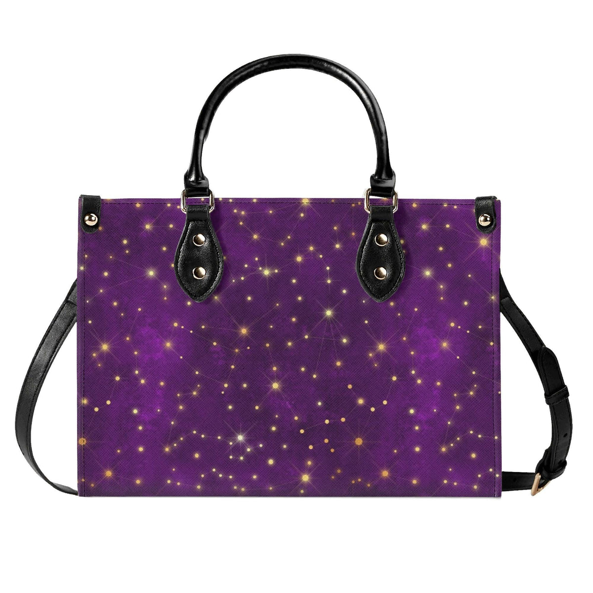 Whimsigoth Starry Sky Handbag, Purple Top Handle Crossbody Bag