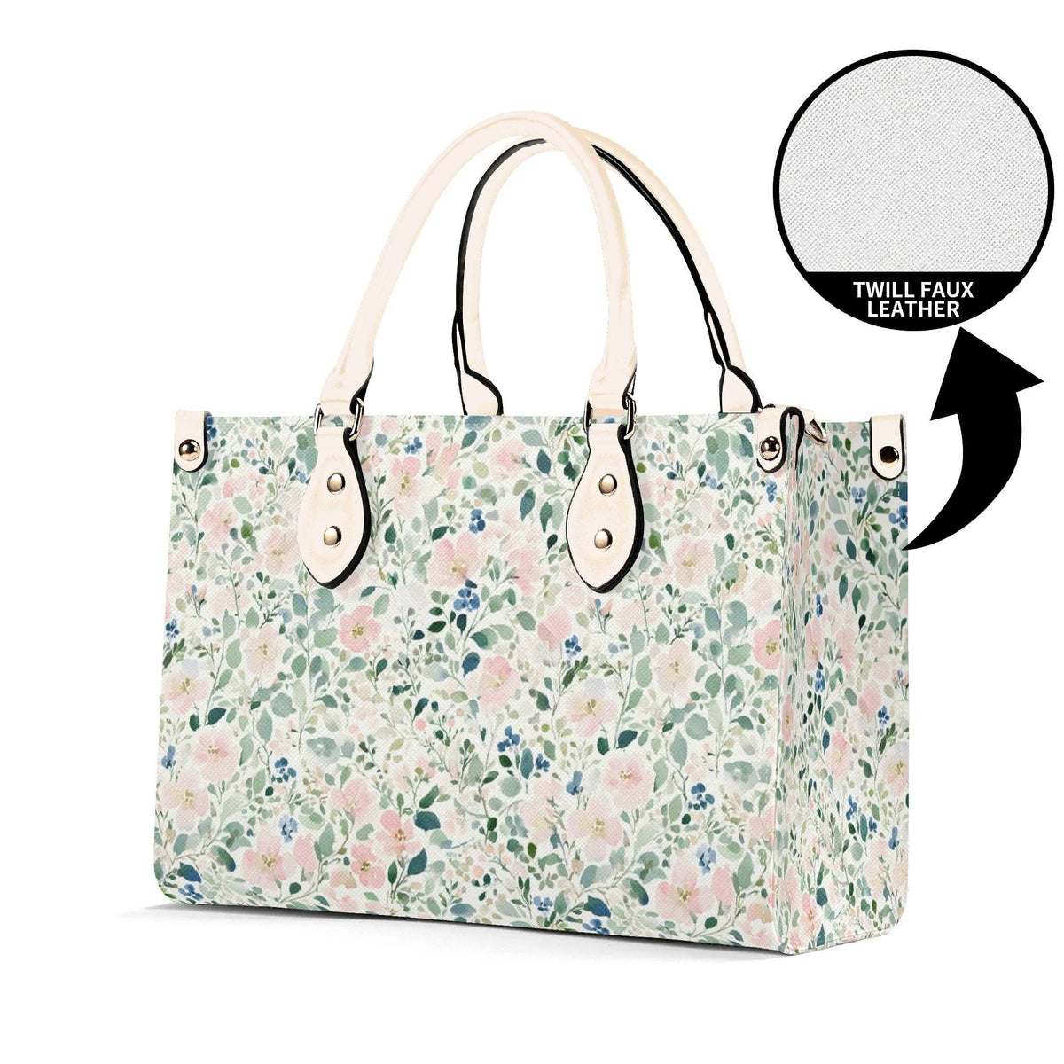 Romantic Floral Top Handle Handbag with Blush Blossoms and Crossbody Strap