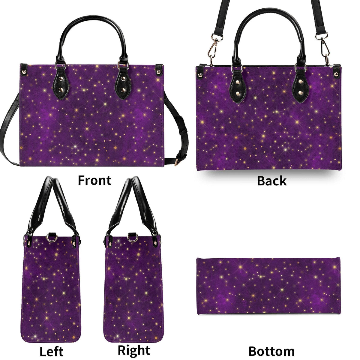 Whimsigoth Starry Sky Handbag, Purple Top Handle Crossbody Bag