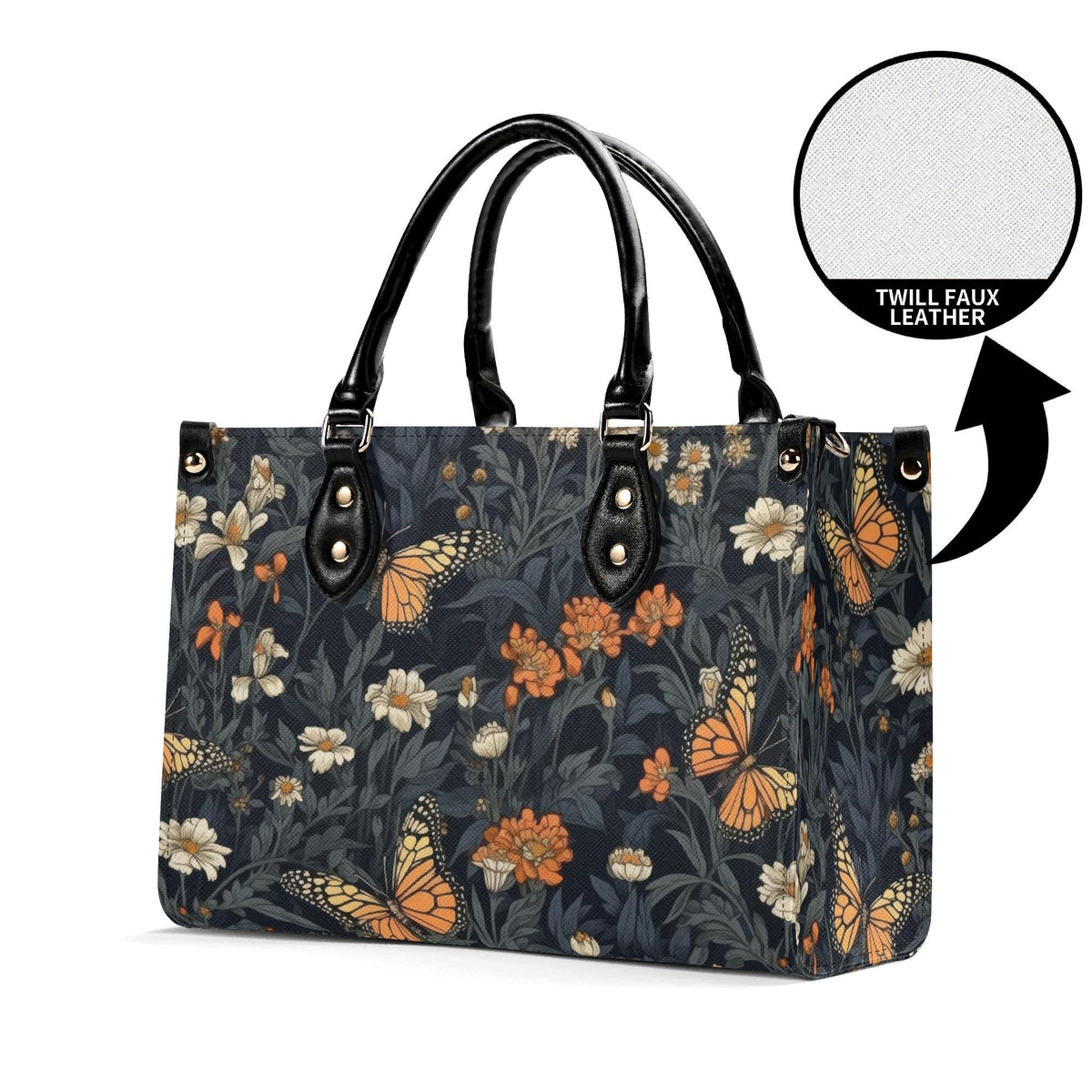 Romantic Butterfly Garden Top Handle Crossbody Bag, Botanical Floral Purse