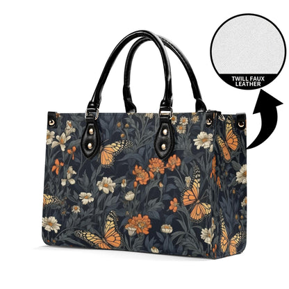 Romantic Butterfly Garden Top Handle Crossbody Bag, Botanical Floral Purse
