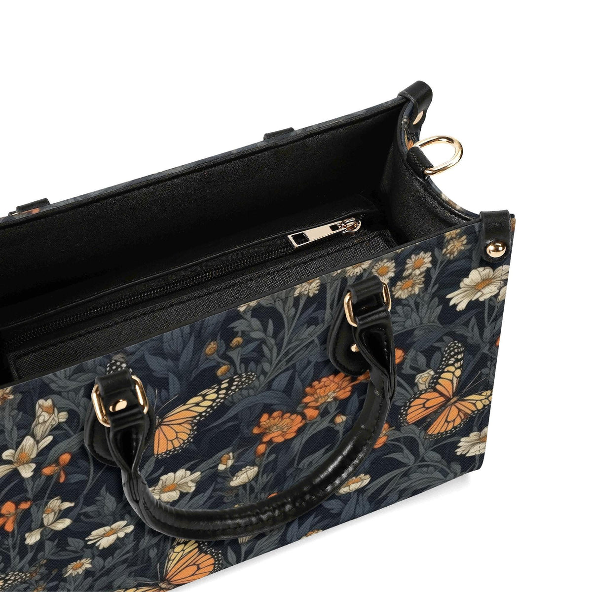 Romantic Butterfly Garden Top Handle Crossbody Bag, Botanical Floral Purse
