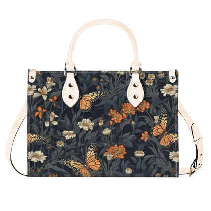 Romantic Butterfly Garden Top Handle Crossbody Bag, Botanical Floral Purse