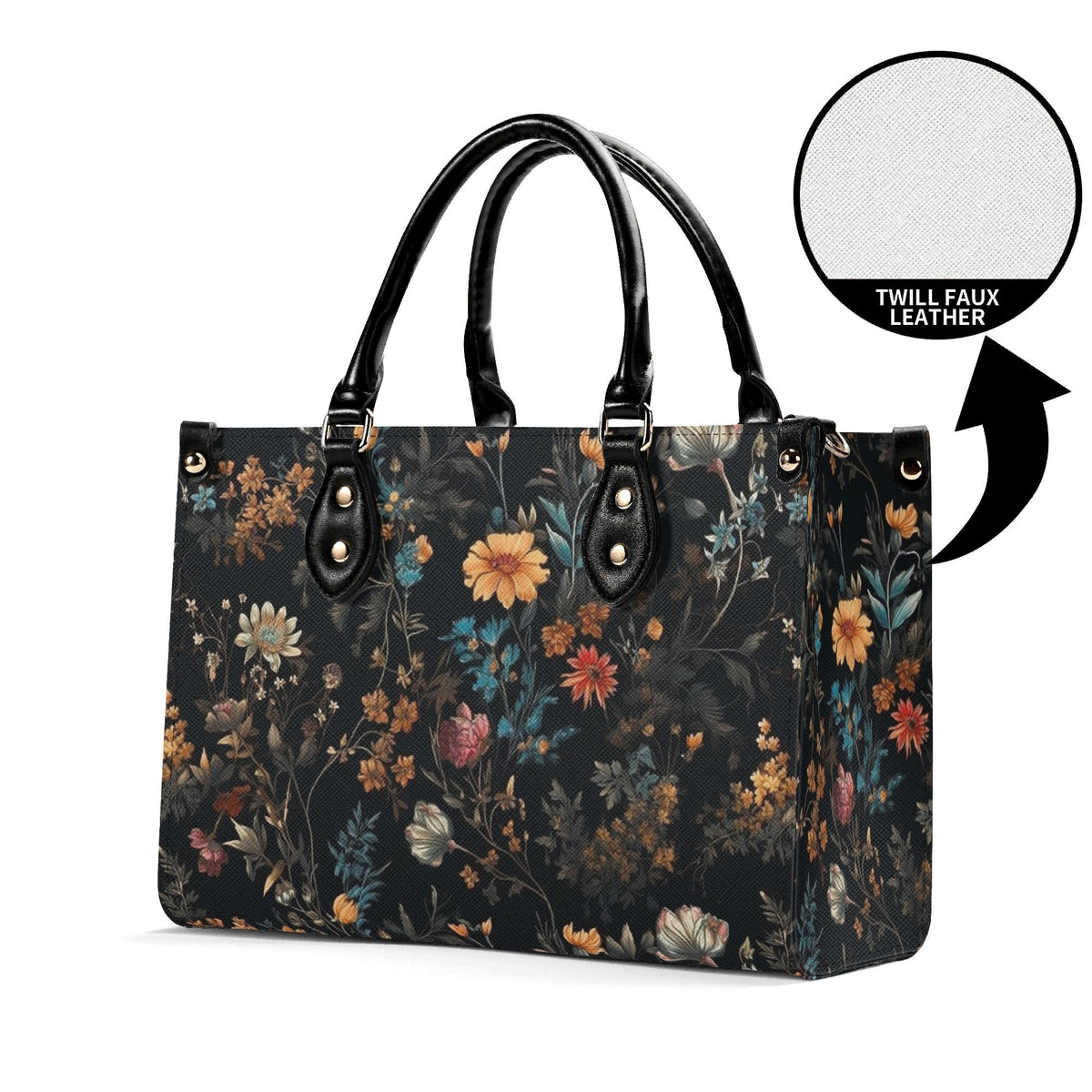 Wildflower Handbag, Dark Botanical Top Handle Crossbody Purse
