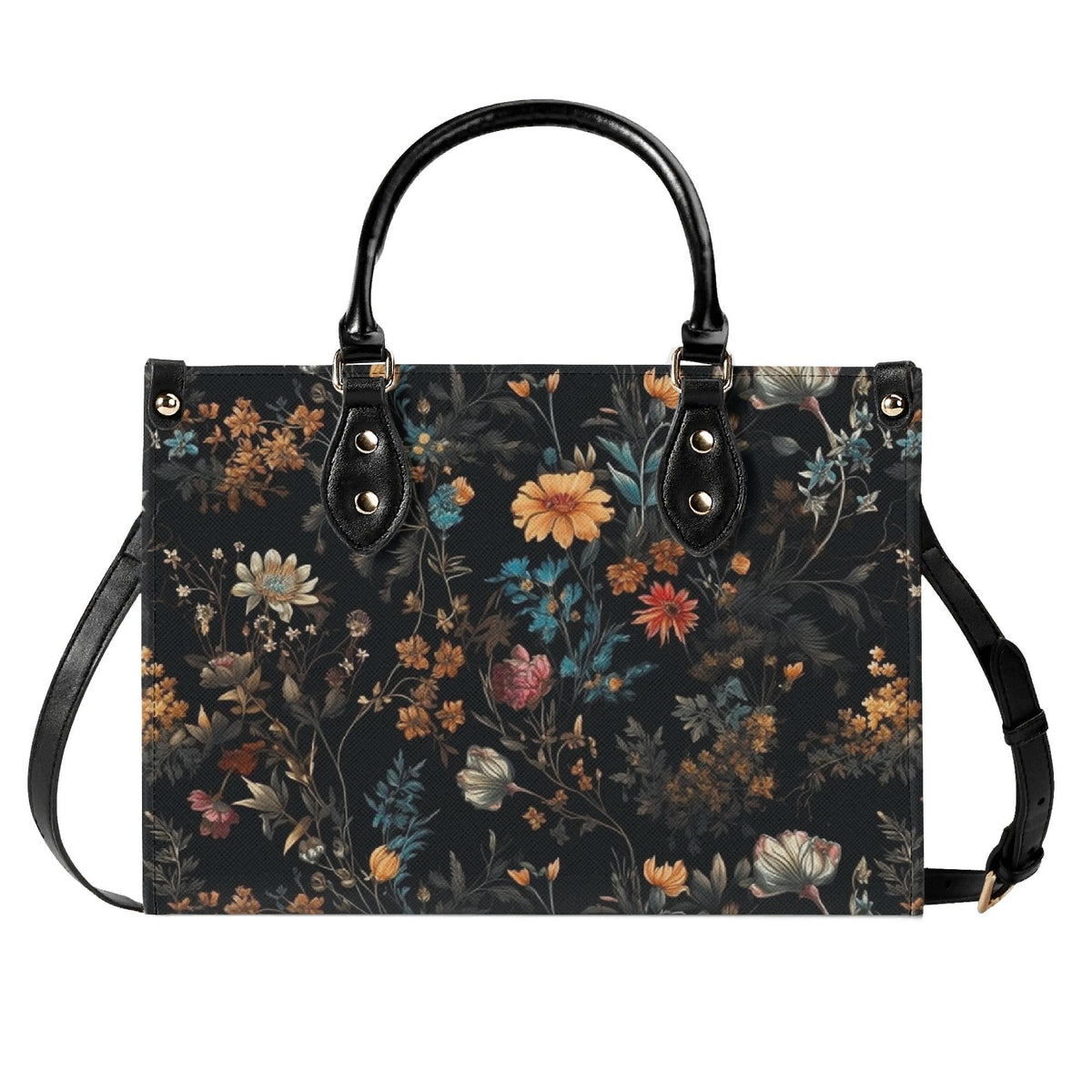Wildflower Handbag, Dark Botanical Top Handle Crossbody Purse