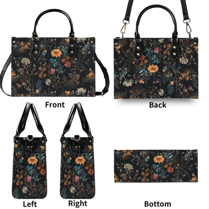 Wildflower Handbag, Dark Botanical Top Handle Crossbody Purse