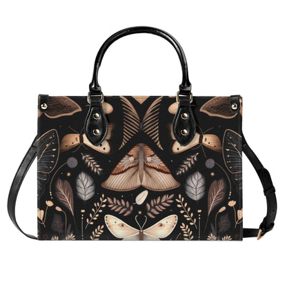 Whimsigoth Moth Print Top Handle Crossbody Bag, Botanical Butterfly Handbag