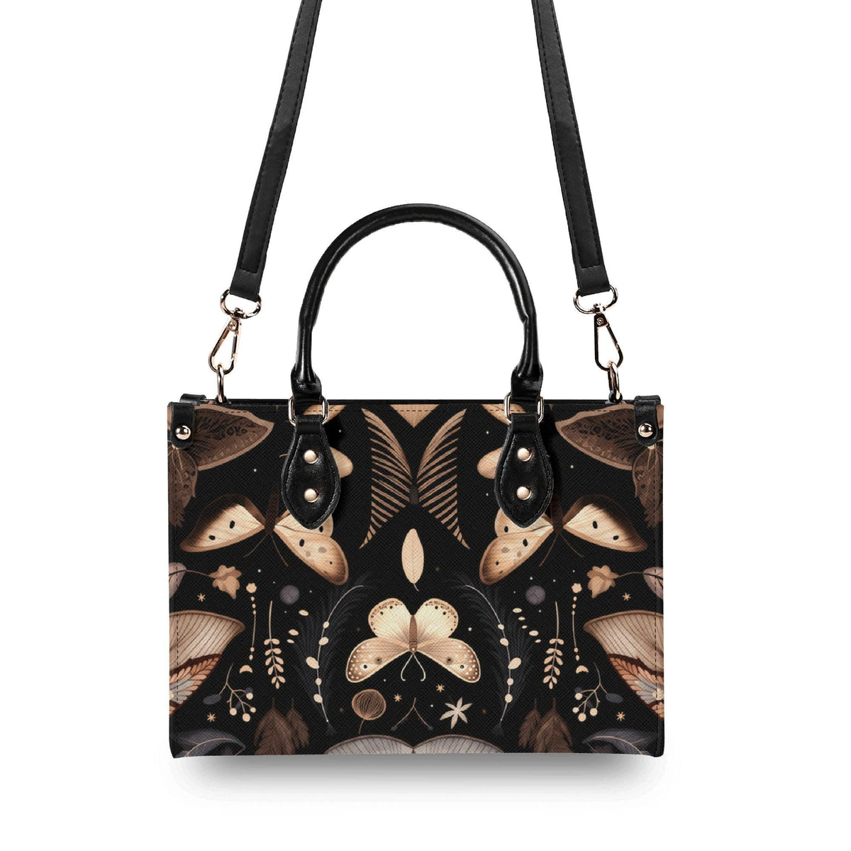 Whimsigoth Moth Print Top Handle Crossbody Bag, Botanical Butterfly Handbag