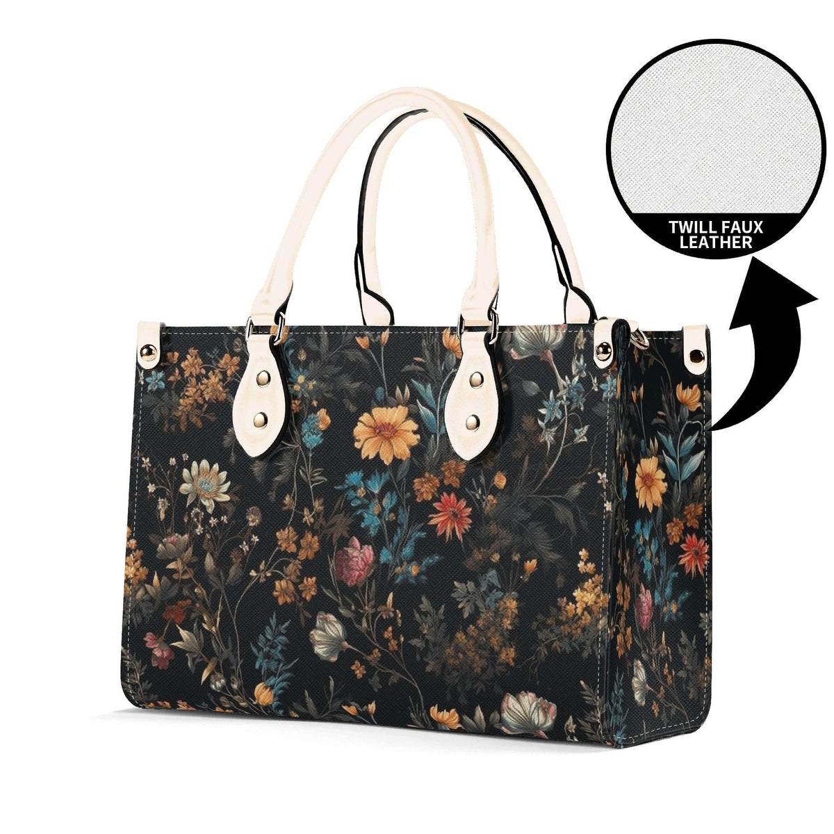 Wildflower Handbag, Dark Botanical Top Handle Crossbody Purse