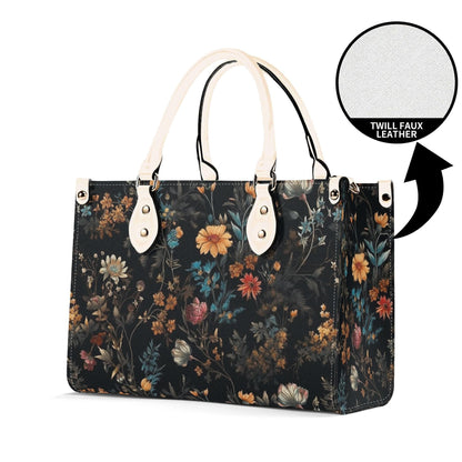 Wildflower Handbag, Dark Botanical Top Handle Crossbody Purse