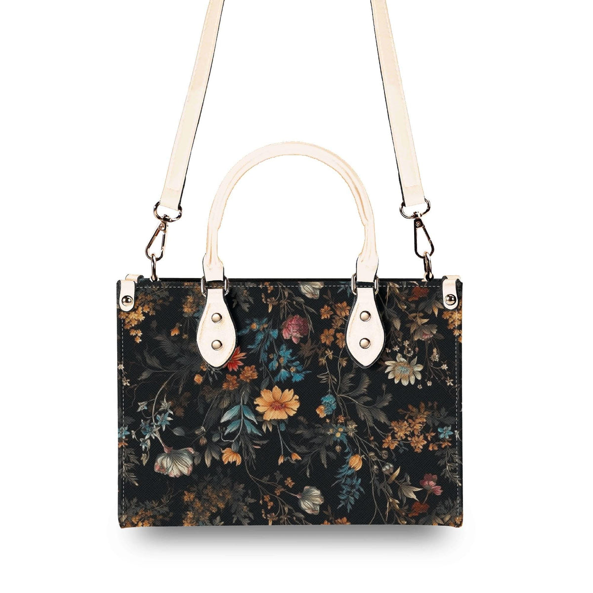 Wildflower Handbag, Dark Botanical Top Handle Crossbody Purse