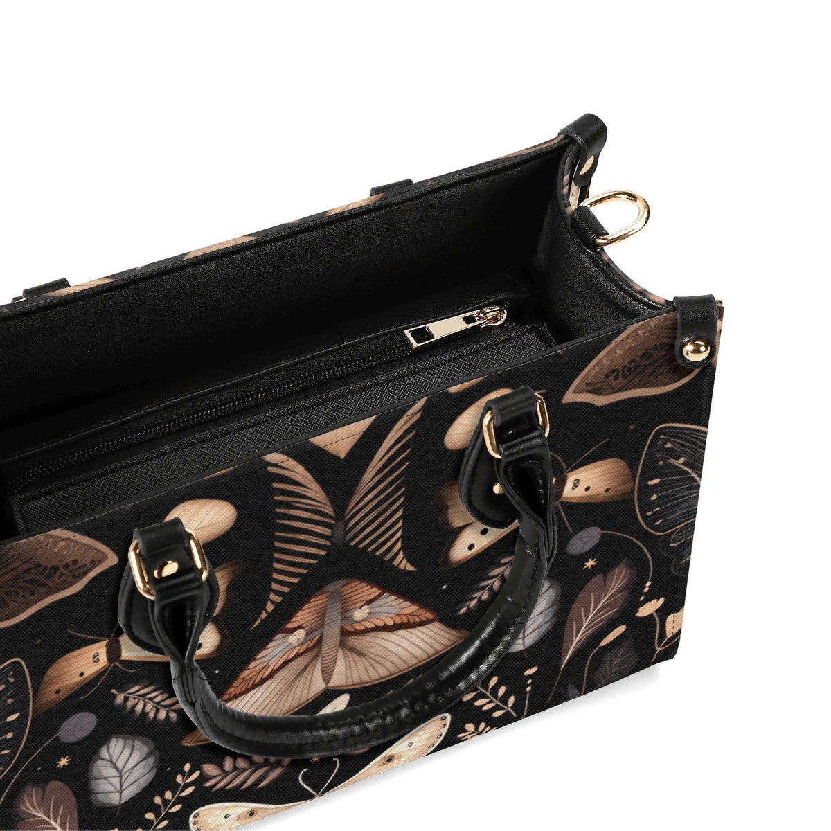 Whimsigoth Moth Print Top Handle Crossbody Bag, Botanical Butterfly Handbag