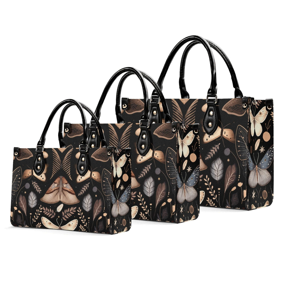 Whimsigoth Moth Print Top Handle Crossbody Bag, Botanical Butterfly Handbag
