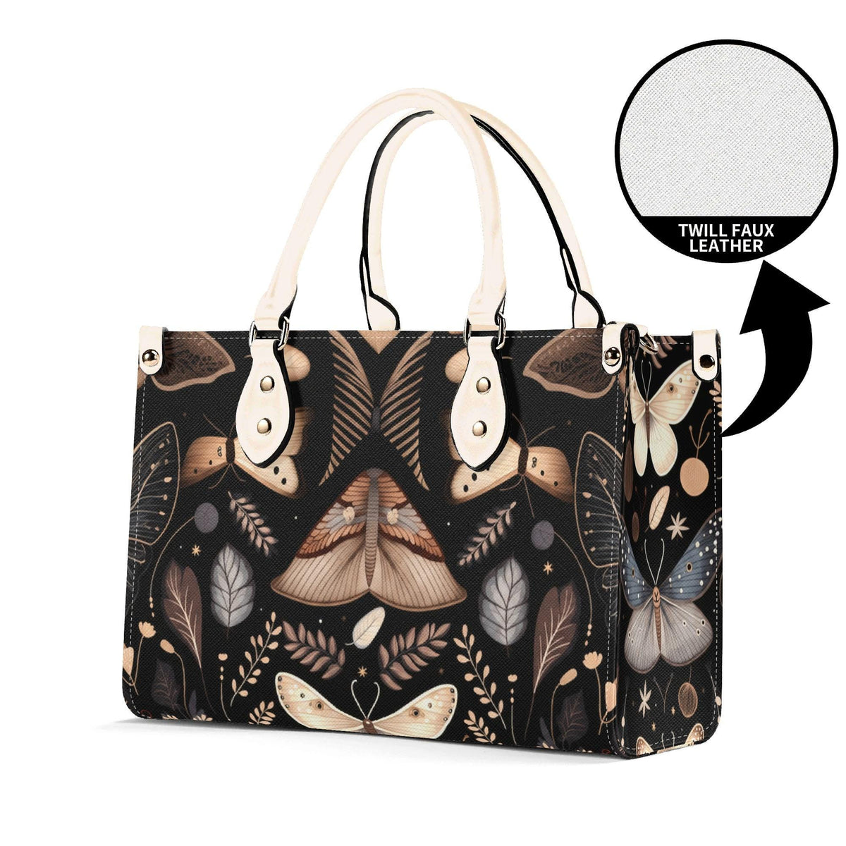Whimsigoth Moth Print Top Handle Crossbody Bag, Botanical Butterfly Handbag