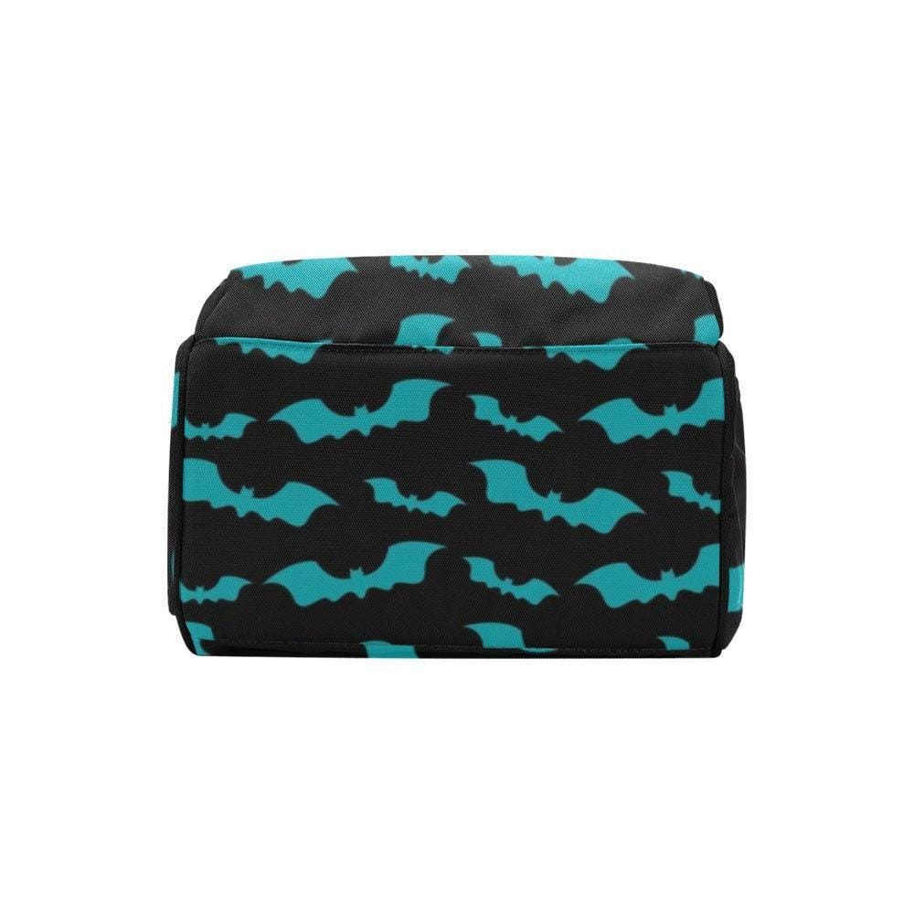 Teal Bat Diaper Bag Backpack, Halloween Spooky Mom Baby Bag, Goth Shower Gift