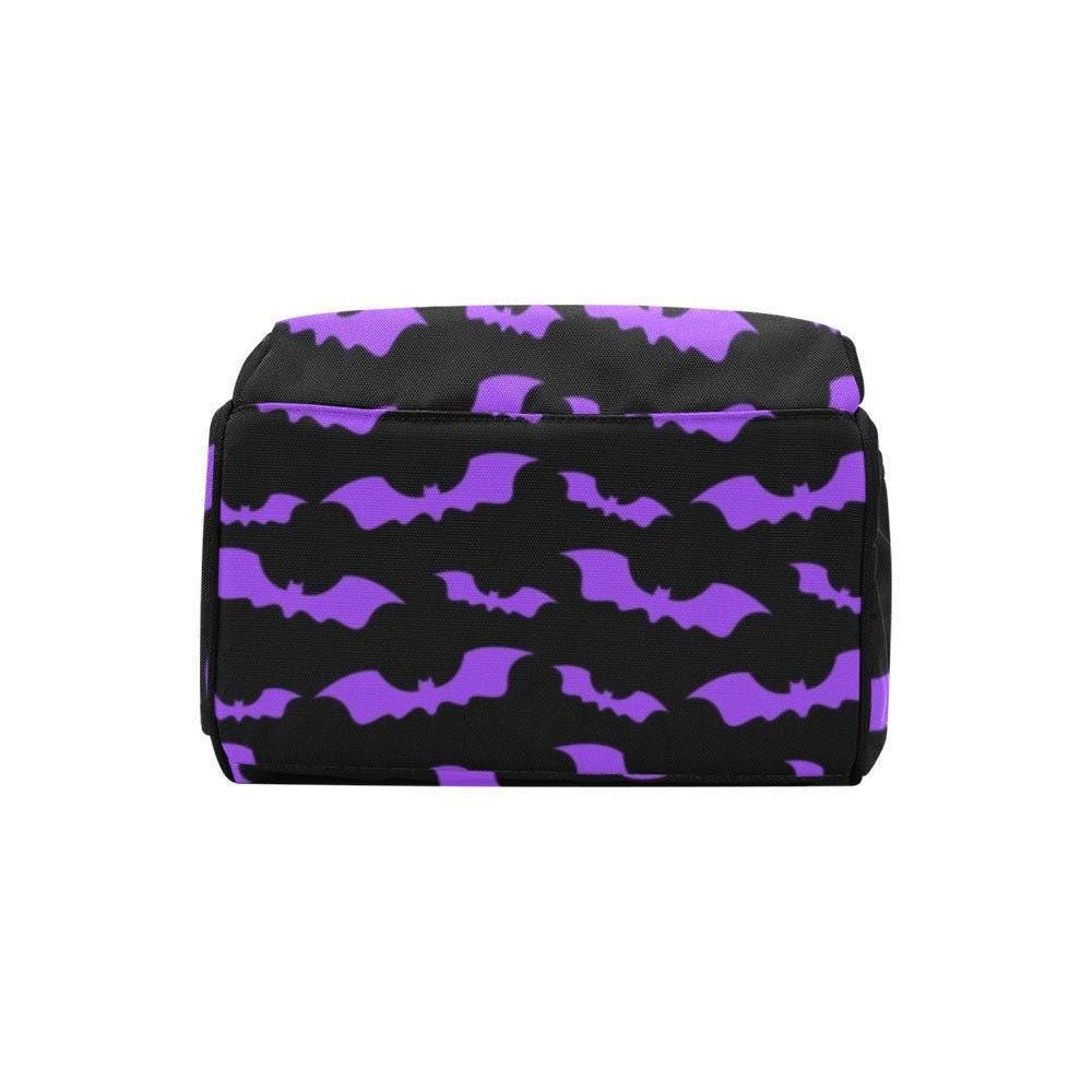 Purple Bat Diaper Bag Backpack, Gothic Halloween Baby Travel Pack