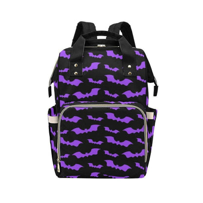 Purple Bat Diaper Bag Backpack, Gothic Halloween Baby Travel Pack