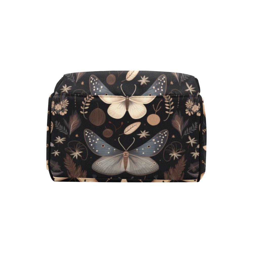 Moth Diaper Bag Backpack, Dark Cottagecore Baby Bag, Woodland Nursery Pack, Goth Mom Gift