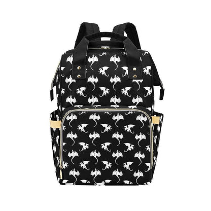 Dragon Print Diaper Bag Backpack, Fantasy Mom Travel Organizer