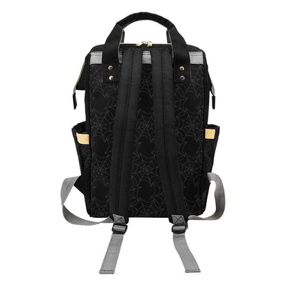Spiderweb Pattern Diaper Backpack, Gothic Baby Bag, Occult Web Design, Spooky Parent Tote