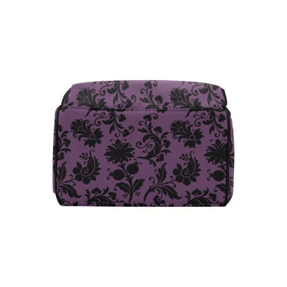 Purple Damask Diaper Bag Backpack, Gothic Witchy Mom Travel Bag