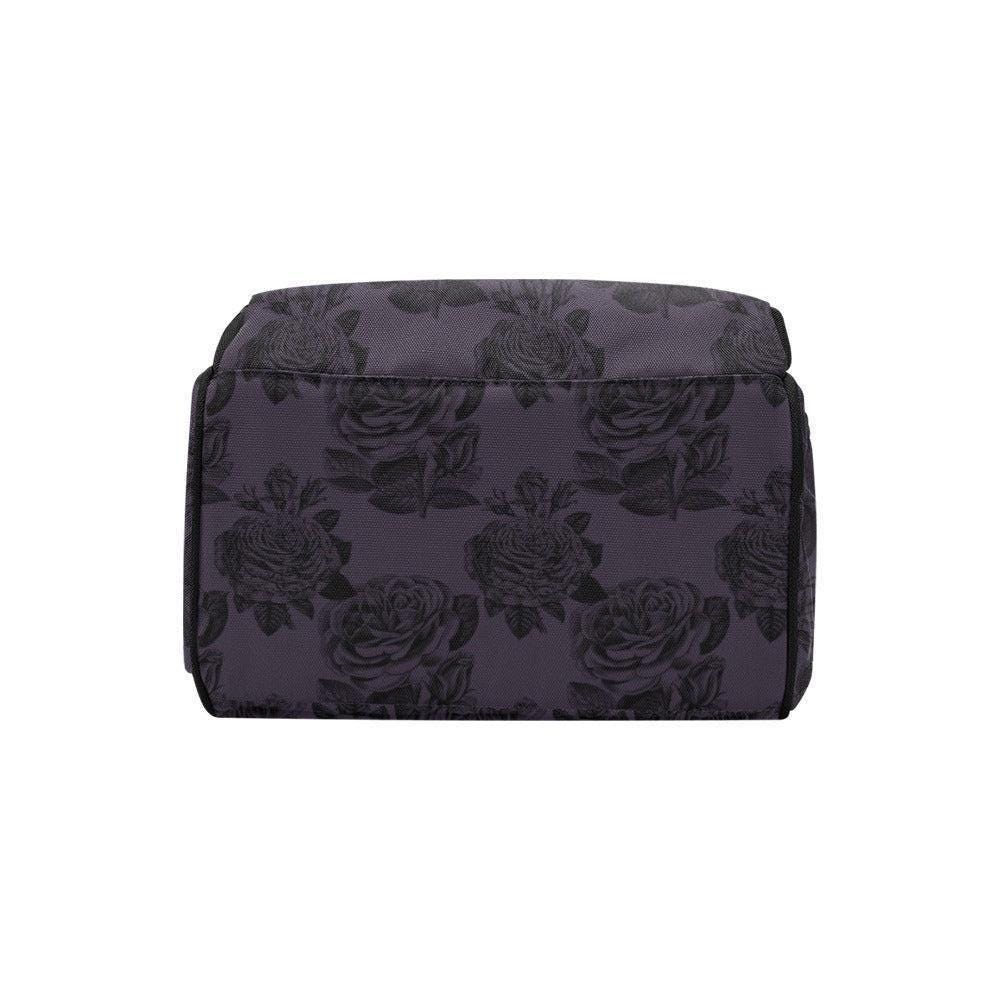 Black Rose Diaper Backpack, Gothic Floral Baby Travel Bag, Moody Parent Bag