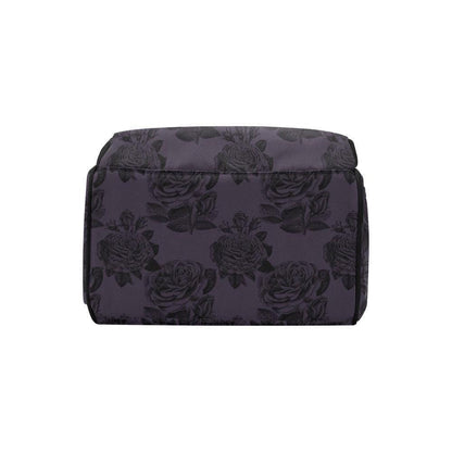 Black Rose Diaper Backpack, Gothic Floral Baby Travel Bag, Moody Parent Bag