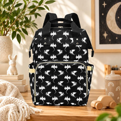 Dragon Print Diaper Bag Backpack, Fantasy Mom Travel Organizer