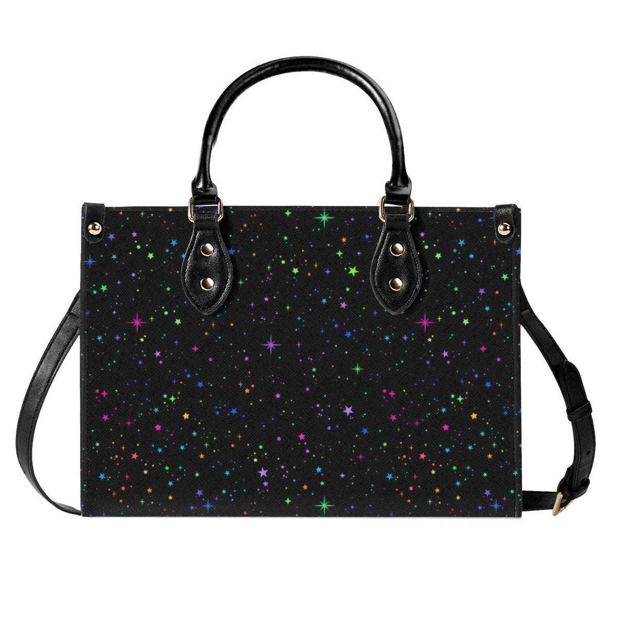 Star Speckled Top Handle Handbag with Detachable Crossbody Strap