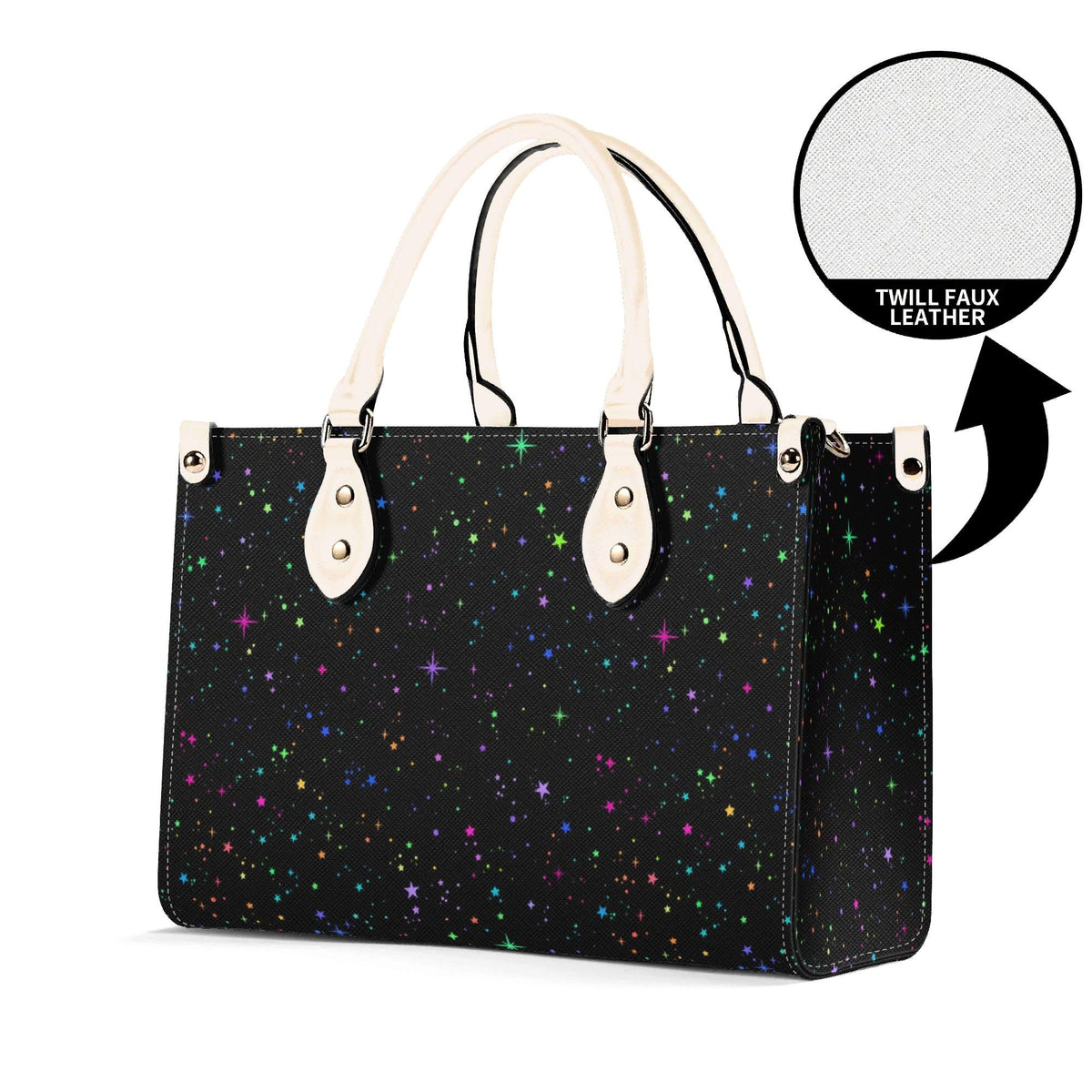 Star Speckled Top Handle Handbag with Detachable Crossbody Strap