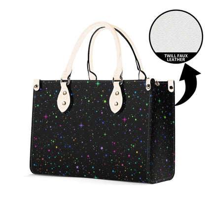 Star Speckled Top Handle Handbag with Detachable Crossbody Strap