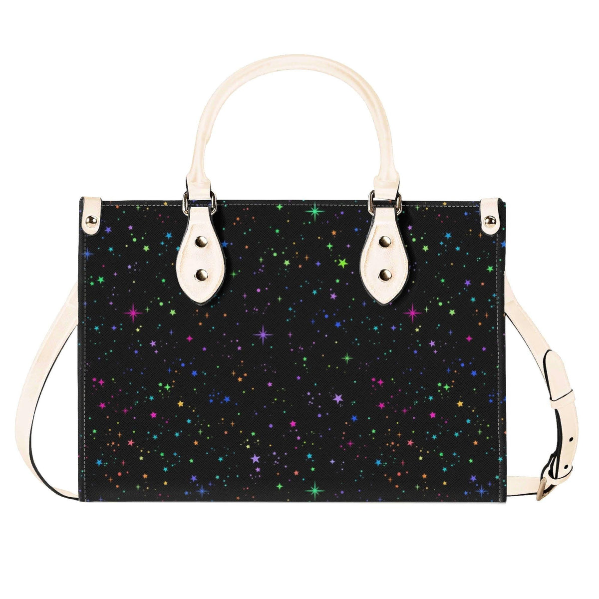 Star Speckled Top Handle Handbag with Detachable Crossbody Strap