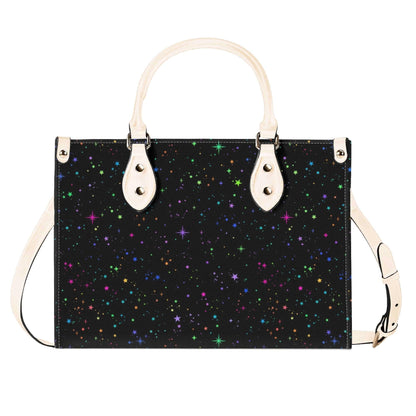 Star Speckled Top Handle Handbag with Detachable Crossbody Strap
