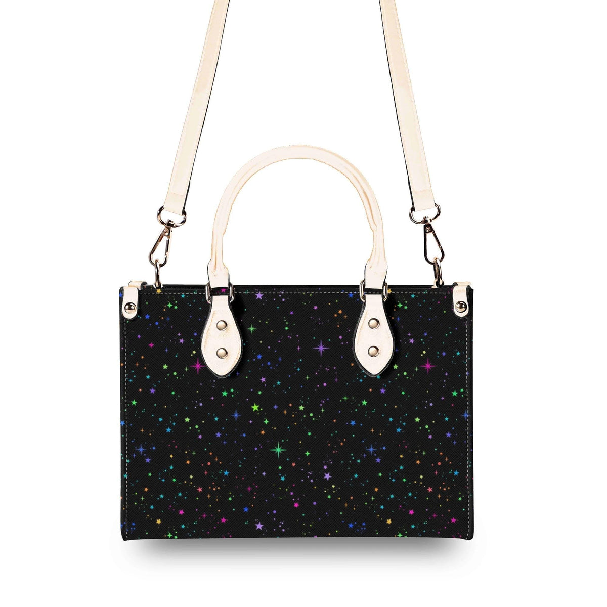 Star Speckled Top Handle Handbag with Detachable Crossbody Strap