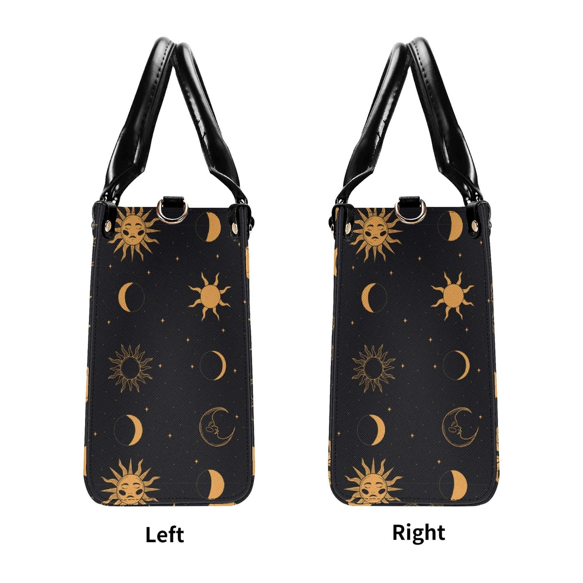 Celestial Sun and Moon Handbag with Top Handles and Crossbody Strap