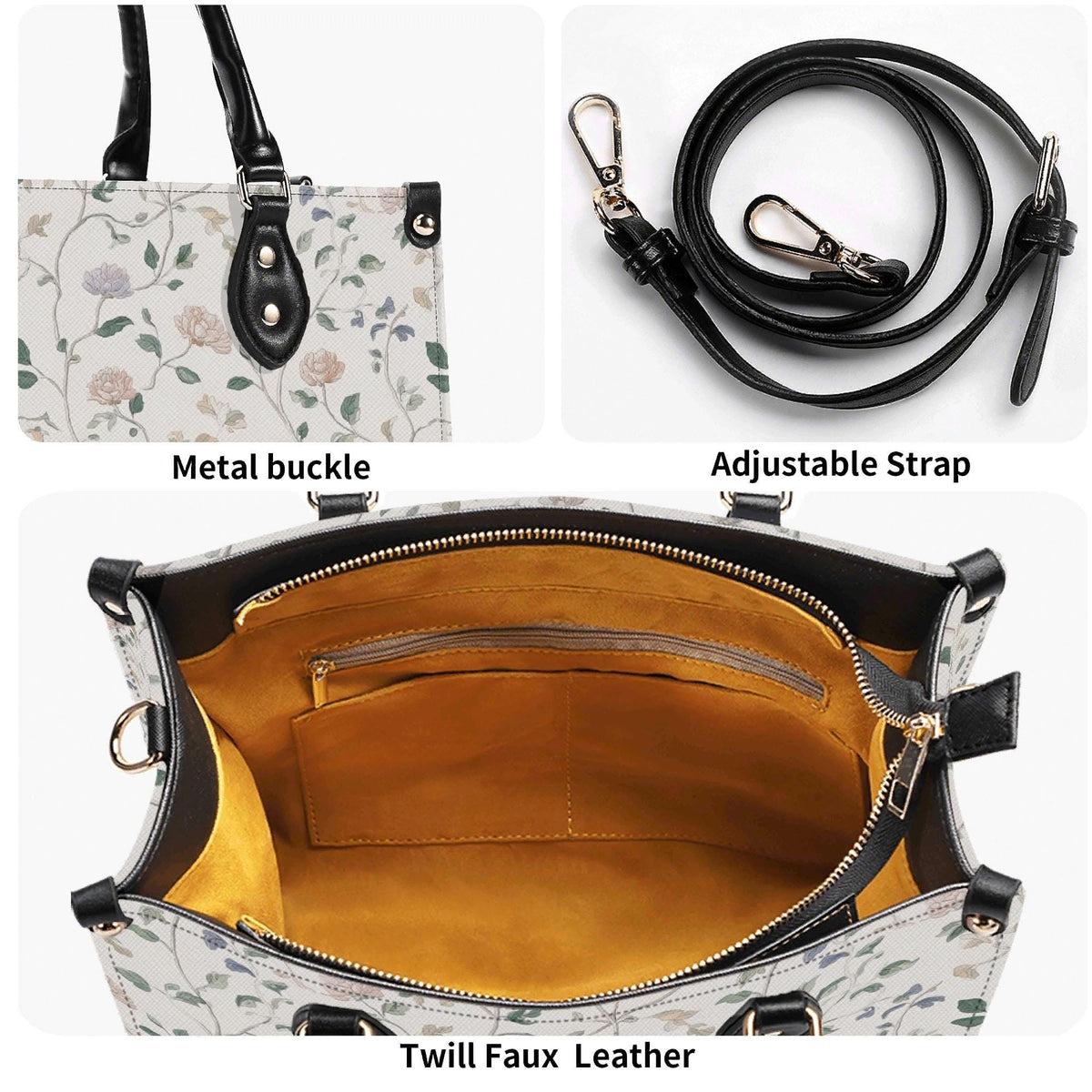 Cottage Garden Wildflower Handbag with Top Handles and Crossbody Strap