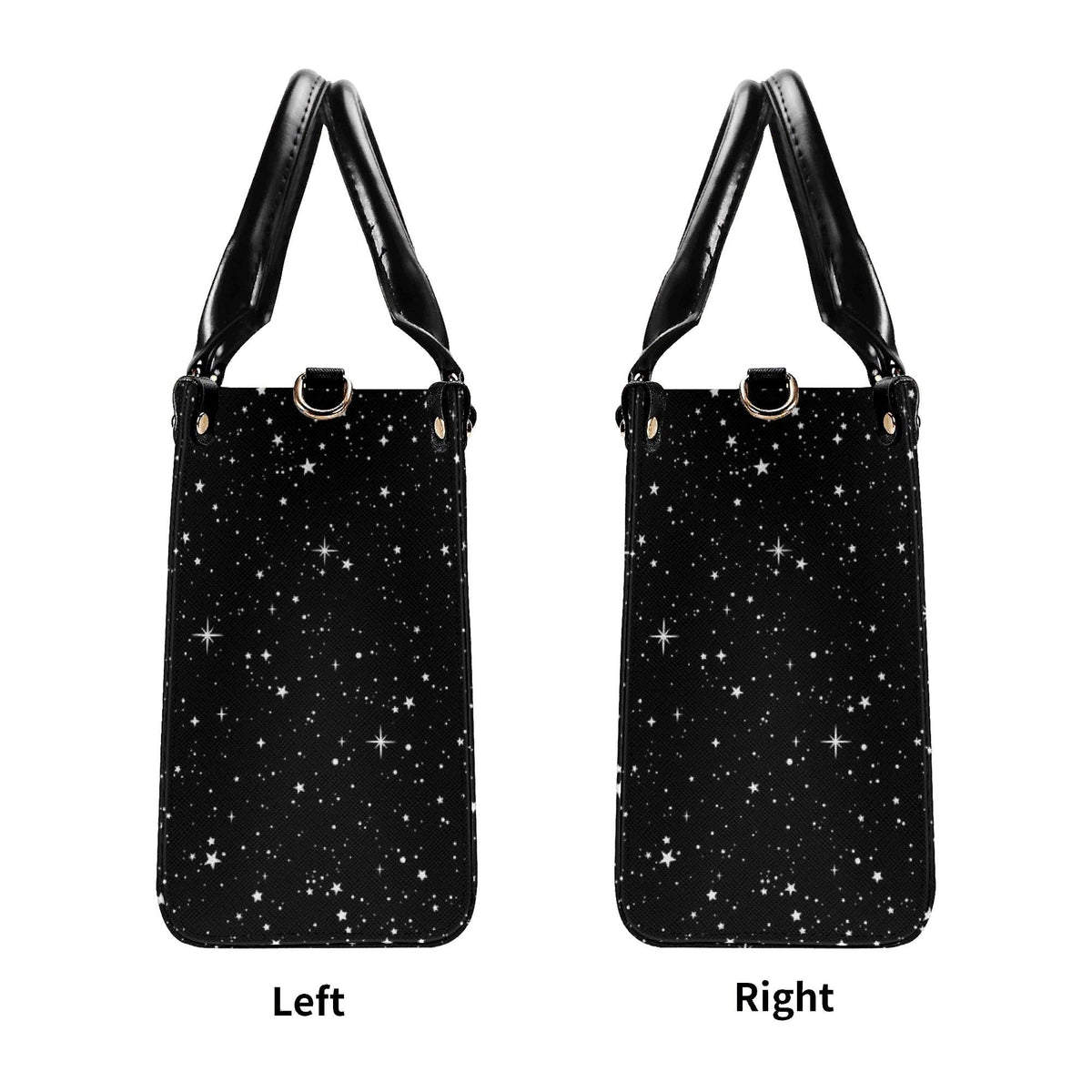 Starry Night Handbag, Black Celestial Crossbody Bag With Silver Stars